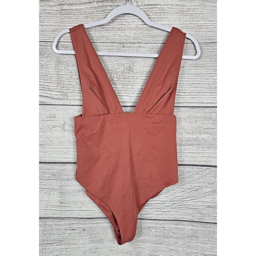 Zara One Piece Back Cut Out Low Plunge Swimsuit Dusty Rose Size Medium - Picture 1 of 6